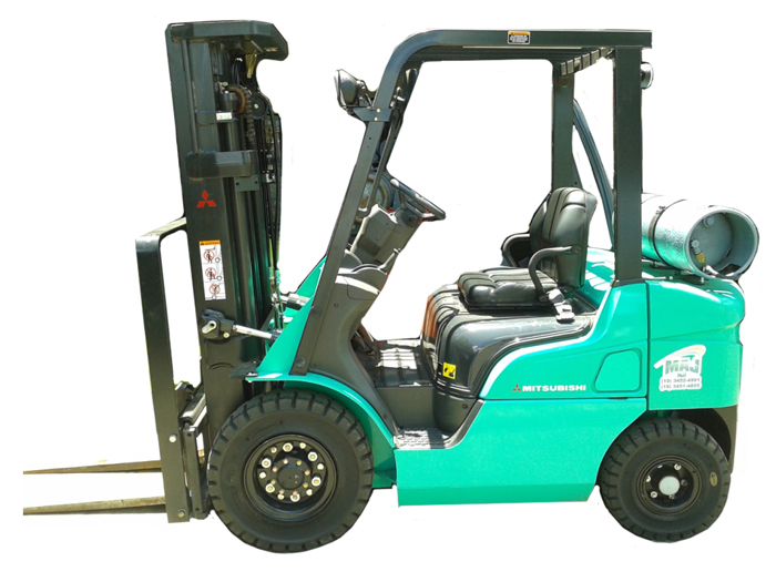 Empilhadeira Mitsubishi FG25N capacidade 2,5 Ton, torre tríplex 4800mm, deslocador lateral, movida à gás.