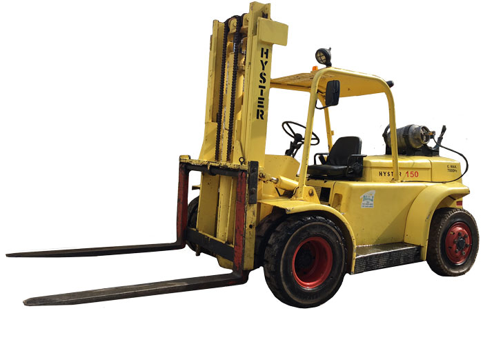 Empilhadeira HYSTER H150J,capacidade 7 Ton, torre duplex 3.3 00mm, movida a gás.